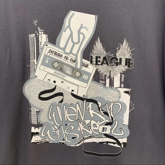 Straight to The League  Graphic T Shirt  XL Gray Urban Rap Skater Boom Box Retro - Picture 2 of 9